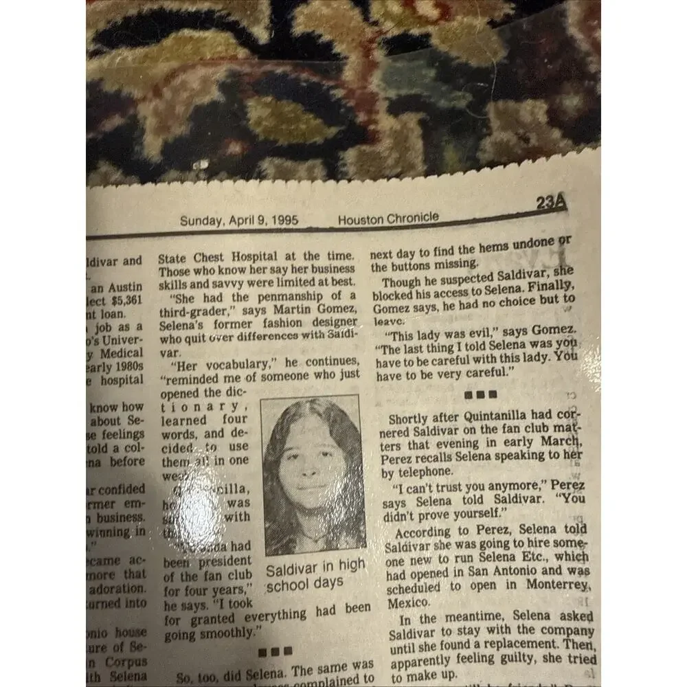 RARE Selena Quintanilla April 9, 1995 Houston Chronicle Newspaper Memorial